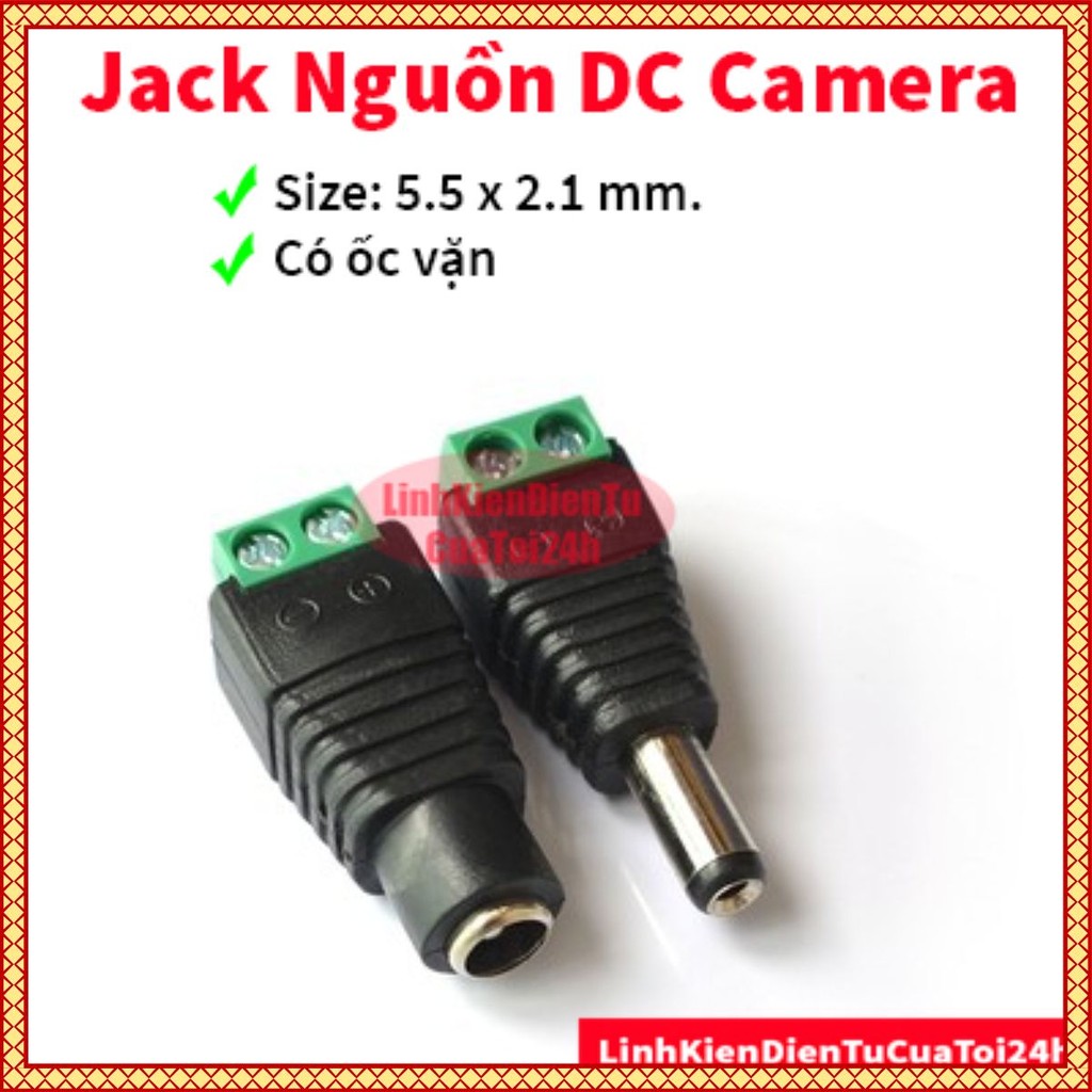 Jack DC Nối Nguồn Đực/Cái 5.5x2.1mm - Jack Nối Nguồn Camera Có Ốc Vặn ...