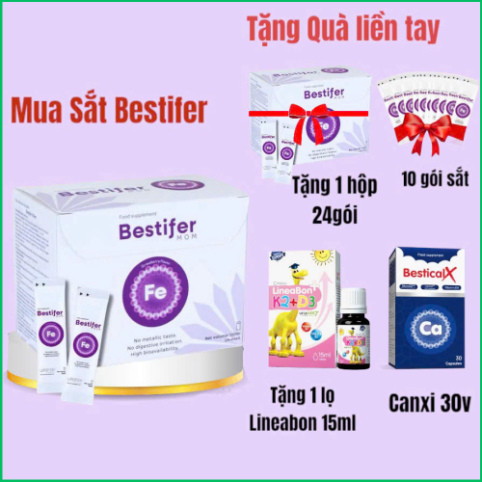 Chính Hãng -  Sắt bầu hướng đích Bestifer Mom và canxi sinh học Bestical X cho mẹ bầu sau sinh hỗ trợ giảm thiếu máu do