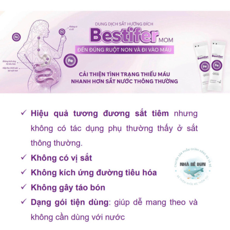 Chính Hãng -  Sắt bầu hướng đích Bestifer Mom và canxi sinh học Bestical X cho mẹ bầu sau sinh hỗ trợ giảm thiếu máu do