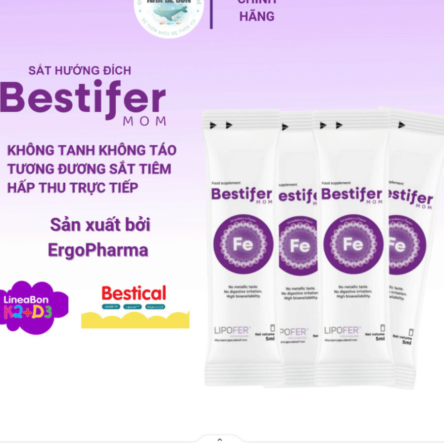 Chính Hãng -  Sắt bầu hướng đích Bestifer Mom và canxi sinh học Bestical X cho mẹ bầu sau sinh hỗ trợ giảm thiếu máu do