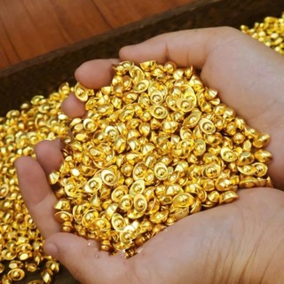SỈ Túi 100 Thỏi Vàng Nhựa Xi Mạ Vàng , size 1 cm , Trang Trí Phụ Kiện