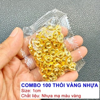 SỈ Túi 100 Thỏi Vàng Nhựa Xi Mạ Vàng , size 1 cm , Trang Trí Phụ Kiện