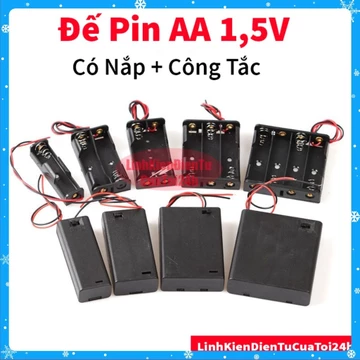 [SALE GIÁ GỐC] Đế 1/2/3/4 Pin AA Không Nắp, Có Nắp Có Công Tắc, Đế AA4 Vuông, AA 2 Pin Dài Pin Con Thỏ AA Cỡ Lớn 1,5V