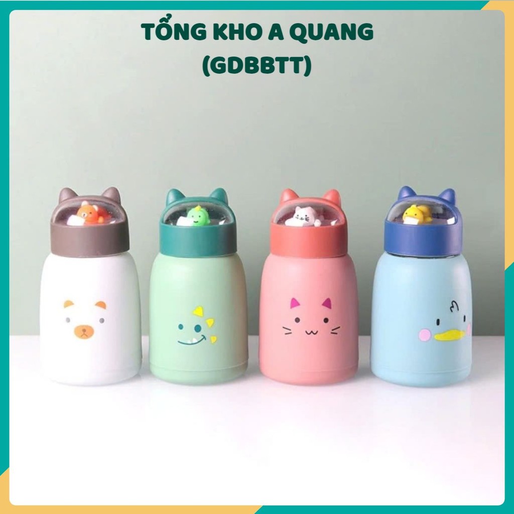BÌNH NƯỚC GIỮ NHIỆT MINI CHO BÉ - Bình Nắp Thú Dung Tích 360ml Lõi Thủy Tinh,Bình Giữ Nhiệt Dễ Thương Dễ Mang Theo