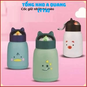 BÌNH CÓ LÕI THỦY TINH BỌC NHỰA CHẮC CHẮN - Bình Mini Giữ Nhiệt 360ml Hình Thú Cute,Bình Nước Cho Bé Nắp Thú Dễ Thương