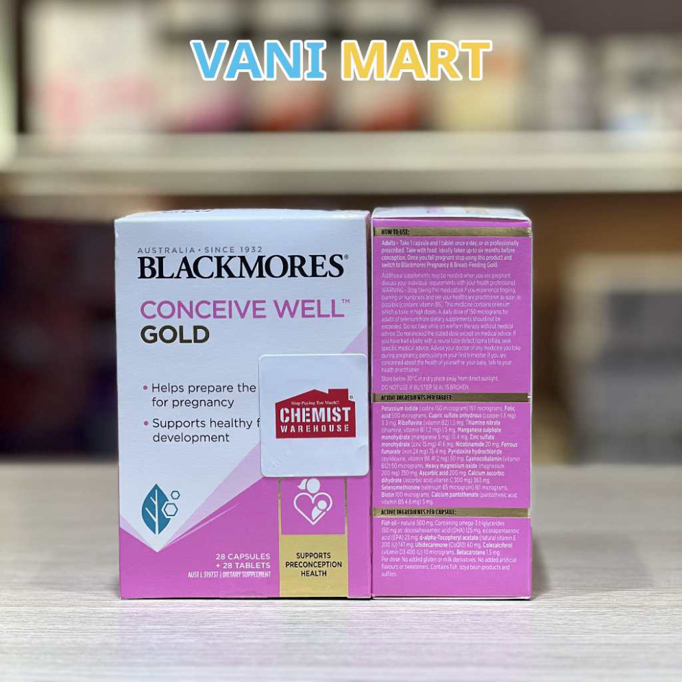 [CHÍNH HÃNG] Viên uống bổ trứng Conceive Well Gold Blackmores Úc kích thích rụng trứng tăng khả năng thụ t