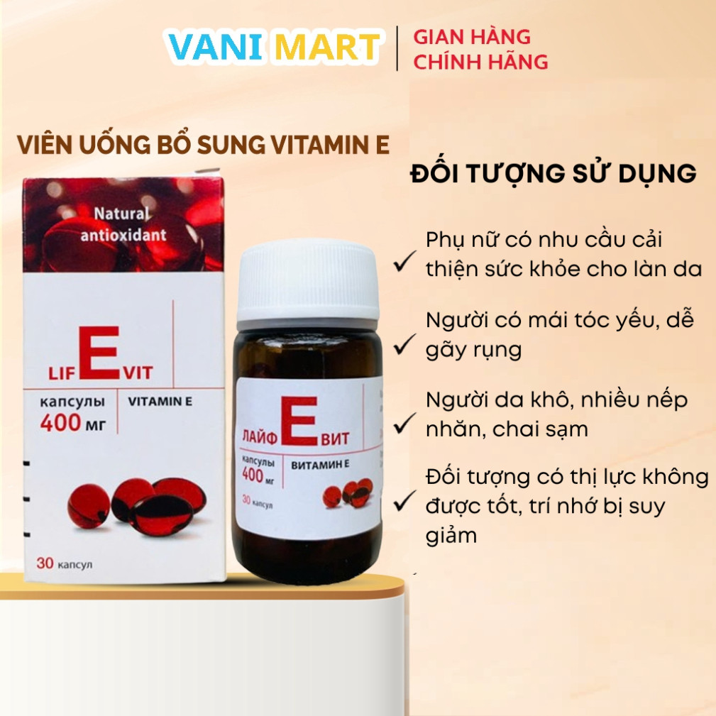 Chính Hãng -  [ CHÍNH HÃNG ] Viên Uống Vitamin E Đỏ Zen.tiva 400mg (Made in Russia) Làm đẹp, trắng da, chống lão hoá hộp