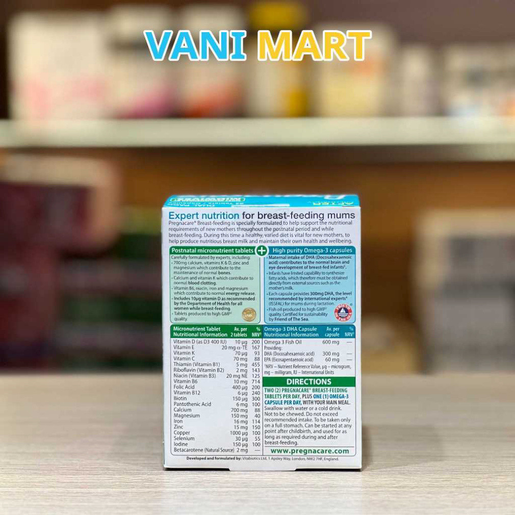 Chính Hãng -  [HÀNG NHẬP KHẨU] Viên uống cho mẹ sau sinh bổ sung vitamin khoáng chất Vitabiotics Pregnacare Breast-feedi