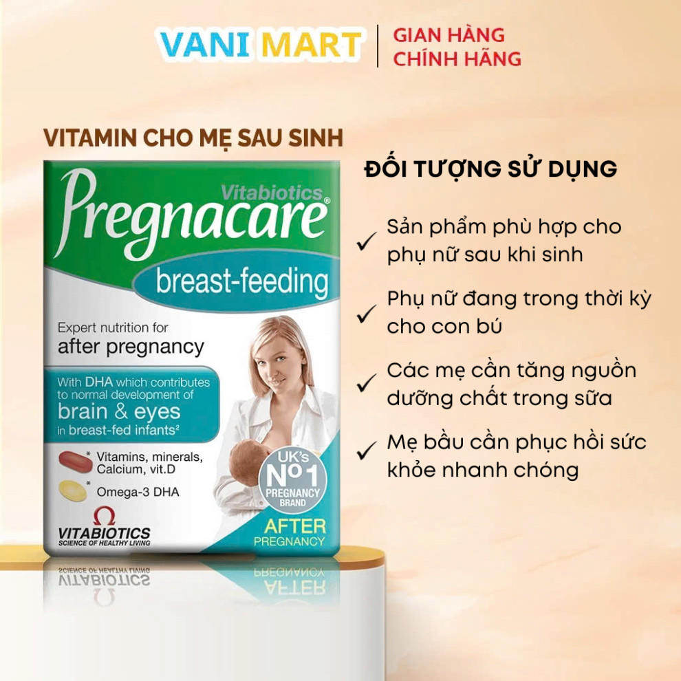 Chính Hãng -  [HÀNG NHẬP KHẨU] Viên uống cho mẹ sau sinh bổ sung vitamin khoáng chất Vitabiotics Pregnacare Breast-feedi