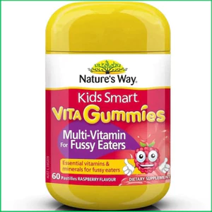 Chính Hãng - [ CHÍNH HÃNG ] Kẹo Gum biếng ăn Fussy - Kids Smart Nature's Way đỏ 60 viên