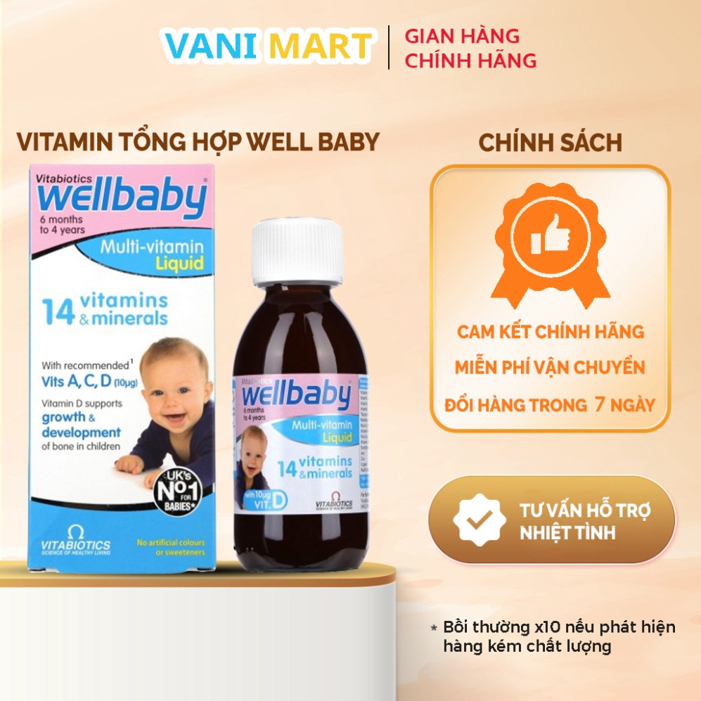 Chính Hãng -  [ CHÍNH HÃNG ]Siro Wellbaby Multi-Vitamin Liquid của Anh bổ sung vitamin và khoáng chất cho trẻ từ 6 tháng