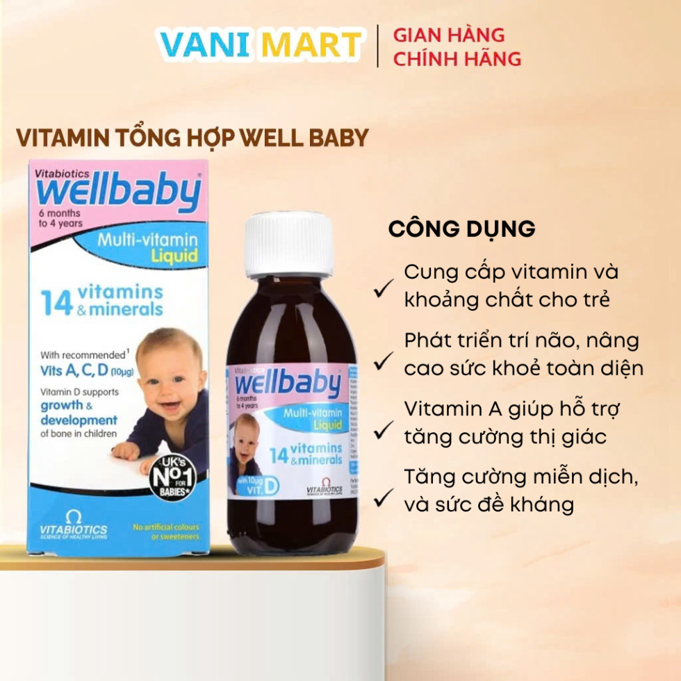 Chính Hãng -  [ CHÍNH HÃNG ]Siro Wellbaby Multi-Vitamin Liquid của Anh bổ sung vitamin và khoáng chất cho trẻ từ 6 tháng