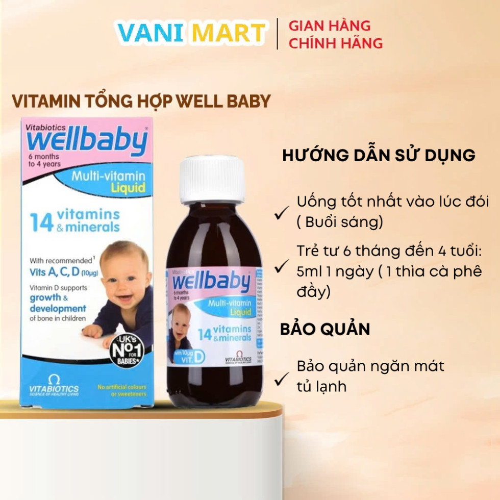 Chính Hãng -  [ CHÍNH HÃNG ]Siro Wellbaby Multi-Vitamin Liquid của Anh bổ sung vitamin và khoáng chất cho trẻ từ 6 tháng