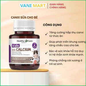 Chính Hãng - Viên uống bổ sung canxi cho bé Kids Milk Calcium Healthy Care phát triển khung xương, tăng chiều cao cho b