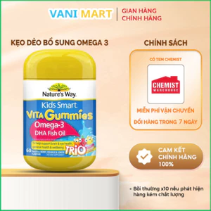 Chính Hãng - Kẹo Dẻo bổ sung omega 3 Cho Bé Kids Smart Vita Gummies Omega-3 DHA Fish Oil Nature's Way của Úc tăng cường