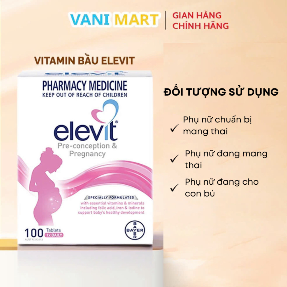 Chính Hãng -  [HÀNG NHẬP KHẨU ] Viên uống Elevit bầu Úc bổ sung vitamin tổng hợp, sắt, acid folic cho mẹ bầu