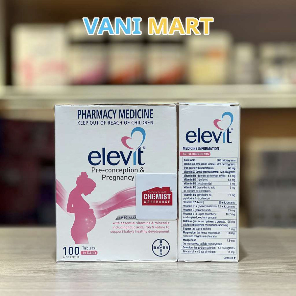Chính Hãng -  [HÀNG NHẬP KHẨU ] Viên uống Elevit bầu Úc bổ sung vitamin tổng hợp, sắt, acid folic cho mẹ bầu