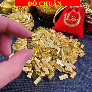 < chiêu tài > Túi 100 Thỏi Vàng Thanh Vàng Chữ Nhật Hợp Kim , Mỏng Mini Trang Trí, Bàn Làm Việc