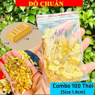 < chiêu tài > Túi 100 Thỏi Vàng Thanh Vàng Chữ Nhật Hợp Kim , Mỏng Mini Trang Trí, Bàn Làm Việc
