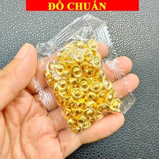< chiêu tài > SỈ Túi 100 Thỏi Vàng Nhựa Xi Mạ Vàng , size 1 cm , Trang Trí Phụ Kiện