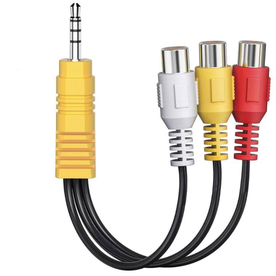 Dây chia 1 đầu 3.5mm đực sang 3 đầu bông sen AV RCA cái 1 đường hình 2 đường tiếng 18Cm dùng cho TV box android