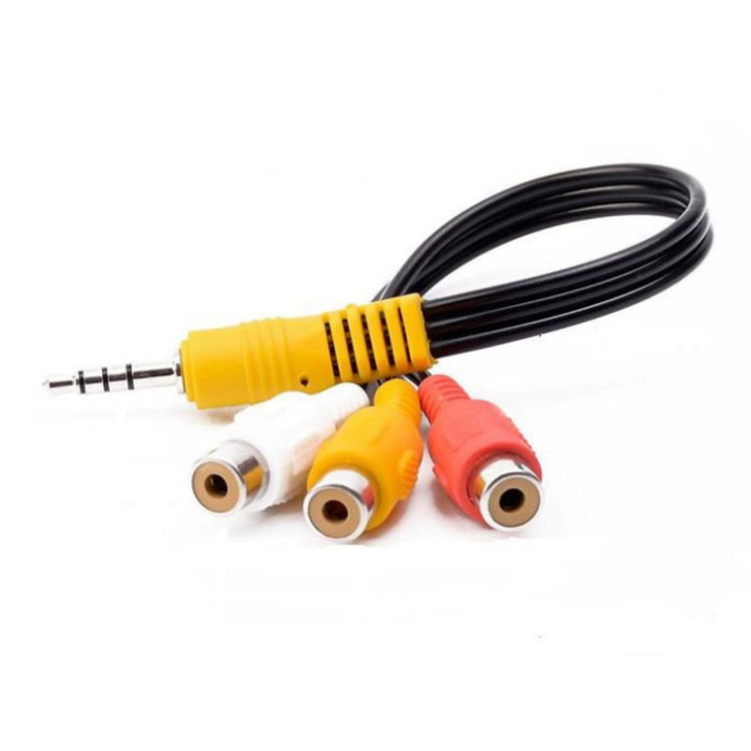 Dây chia 1 đầu 3.5mm đực sang 3 đầu bông sen AV RCA cái 1 đường hình 2 đường tiếng 18Cm dùng cho TV box android