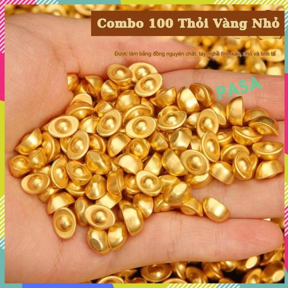 [LOẠI 1] Sỉ Combo 100 Thỏi Vàng Nén Mini 1cm Bỏ Chum Tụ Bảo Chiêu Tài Lộc
