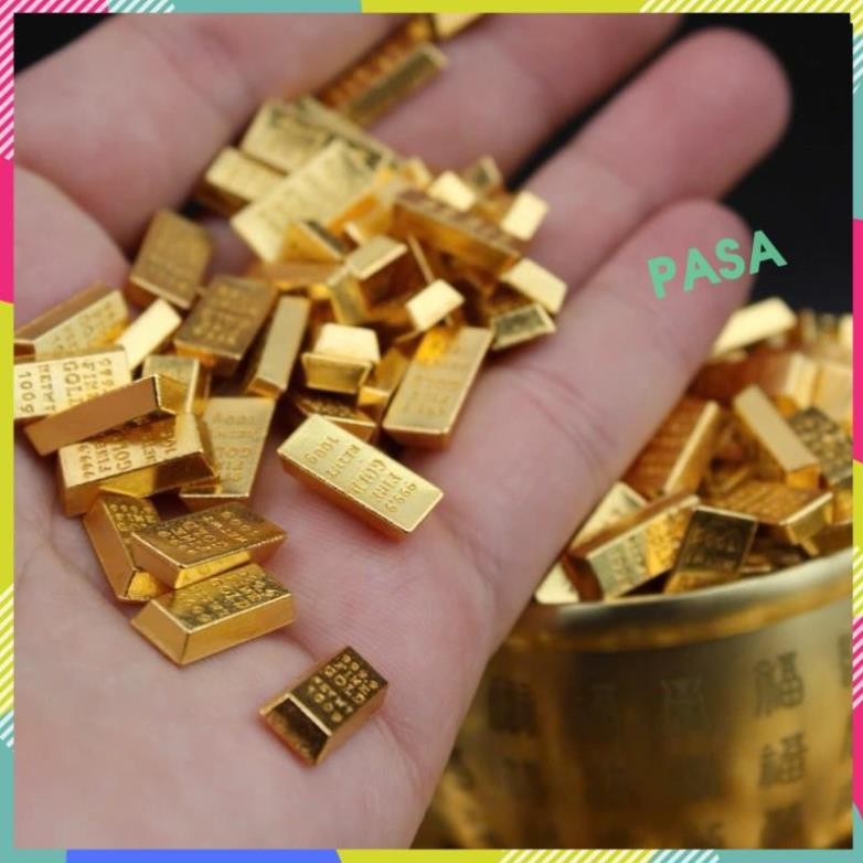 [LOẠI 1] Túi 100 Thỏi Vàng Thanh Vàng Chữ Nhật Hợp Kim , Mỏng Mini Trang Trí, Bàn Làm Việc