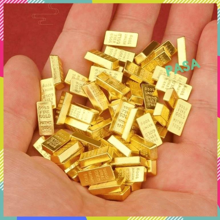 [LOẠI 1] Túi 100 Thỏi Vàng Thanh Vàng Chữ Nhật Hợp Kim , Mỏng Mini Trang Trí, Bàn Làm Việc
