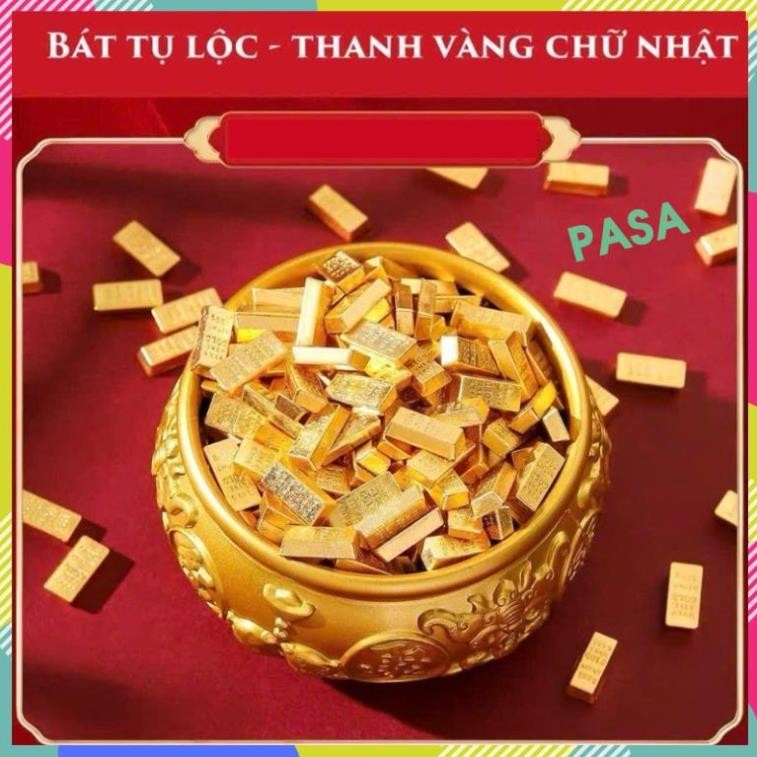 [LOẠI 1] Combo Bát Tụ Lộc Bằng Đồng 4cm Và 60 Cây Vàng Chữ Nhật Mini 1.4cm Để Trang Trí, Phong Thủy