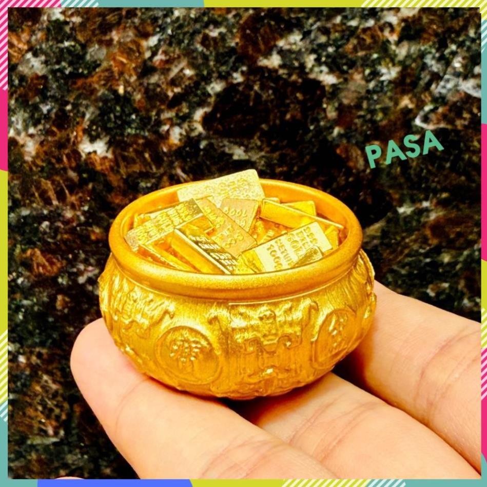 [LOẠI 1] Combo Bát Tụ Lộc Bằng Đồng 4cm Và 60 Cây Vàng Chữ Nhật Mini 1.4cm Để Trang Trí, Phong Thủy