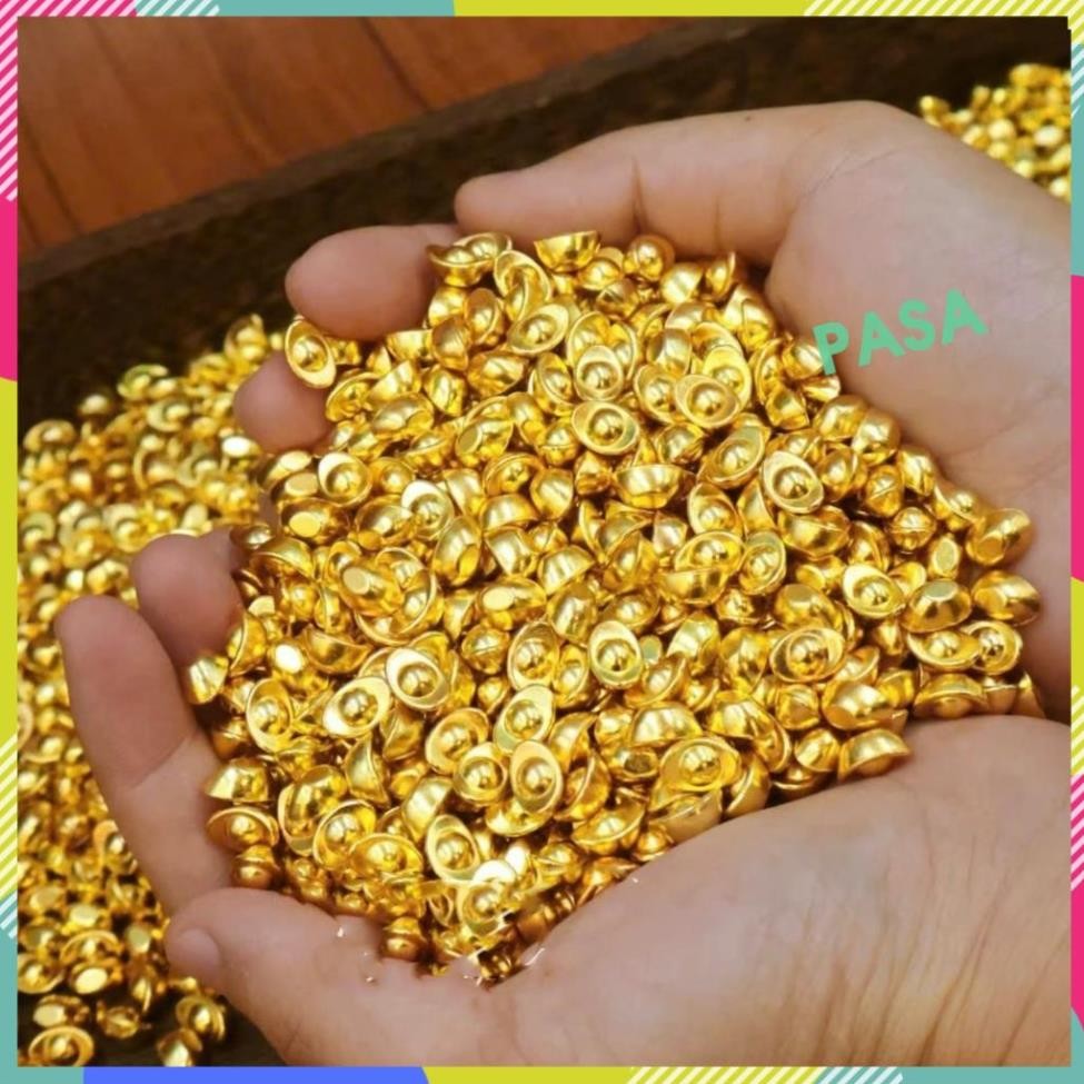 [LOẠI 1] Túi 100 Thỏi vàng mini bằng nhựa mạ vàng trang trí bàn thần tài bàn làm việc tiểu cảnh