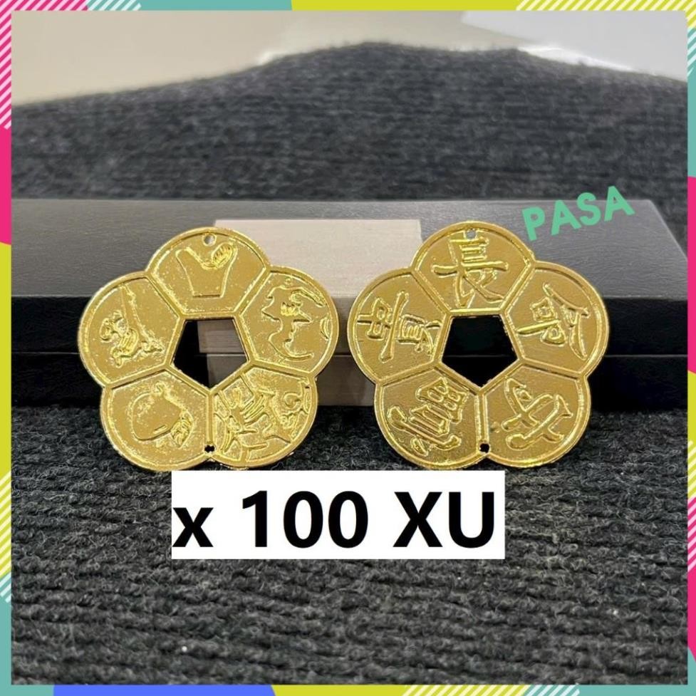 [LOẠI 1] COMBO 100 Xu Hoa Mai 5 Cánh Mạ Vàng 3cm – Đồng Xu Phong Thủy Tài Lộc
