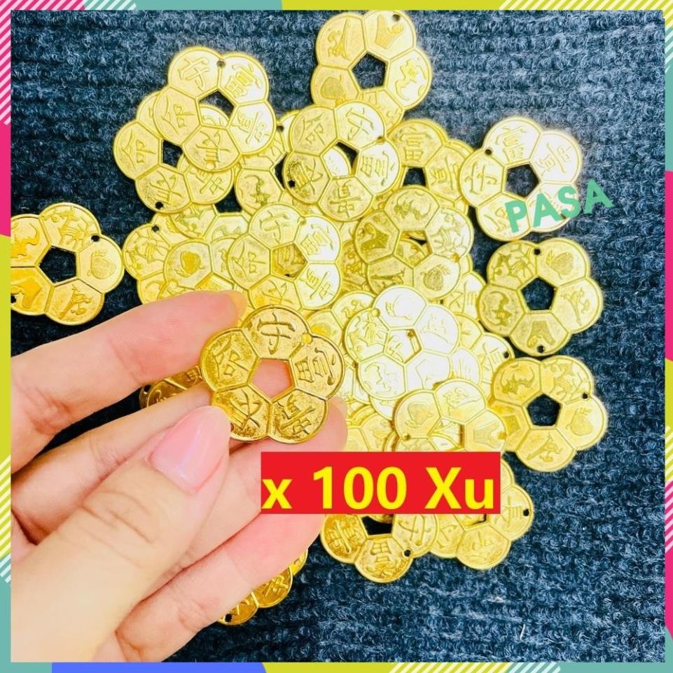 [LOẠI 1] COMBO 100 Xu Hoa Mai 5 Cánh Mạ Vàng 3cm – Đồng Xu Phong Thủy Tài Lộc