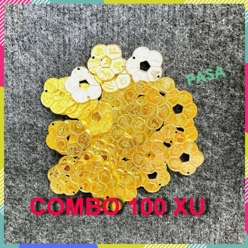 [LOẠI 1] COMBO 100 Xu Hoa Mai 5 Cánh Mạ Vàng 3cm – Đồng Xu Phong Thủy Tài Lộc