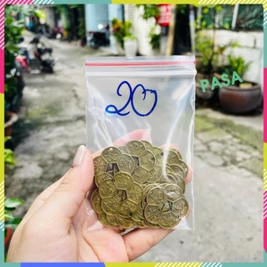 TÚI 20 Xu Hoa Mai , Hoa mai 5 cánh Xu phong thủy Size nhỏ 3cm , Xu tài lộc , Xu may mắn