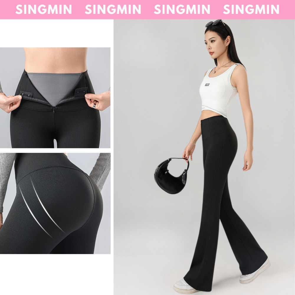 Quần ống loe khóa sút SINGMIN gen bụng nâng mông, quần legging che ...