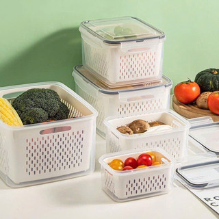 [BH 1 Đổi 1] Hộp Bảo Quản Thực Phẩm Tươi Kèm Rổ Thoát Nước, Hộp Đựng Thực Phẩm Chống Đọng Nước Có Nắp