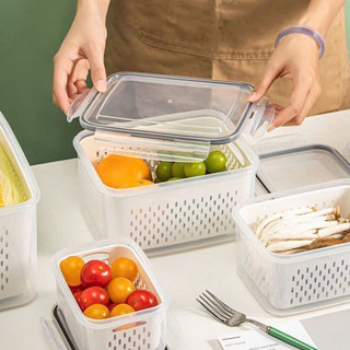 [BH 1 Đổi 1] Hộp Bảo Quản Thực Phẩm Tươi Kèm Rổ Thoát Nước, Hộp Đựng Thực Phẩm Chống Đọng Nước Có Nắp