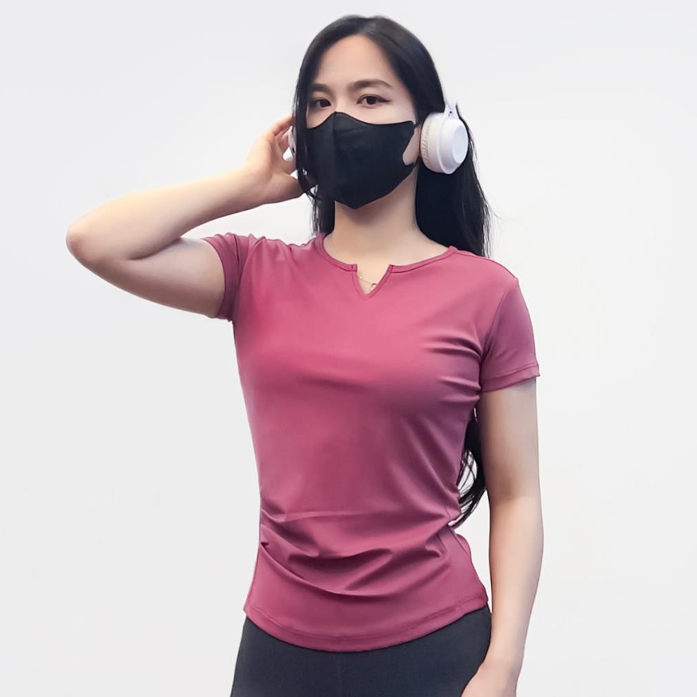 Áo Thể Thao Nữ V-Neck TX20 Thời trang Hottrend Gladimax, Áo Thun Thể Thao Co Giãn 4 Chiều Thoáng Mát Tự Tin Tập Luyện