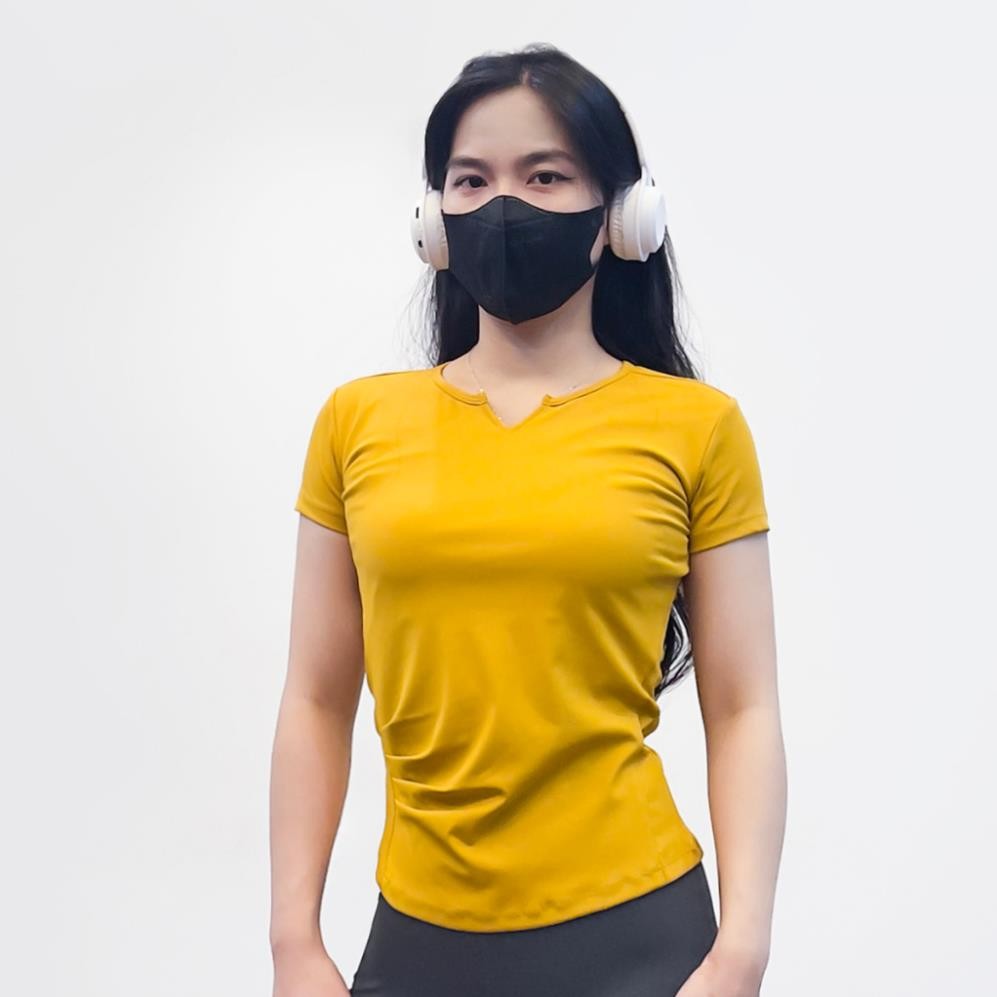 Áo Thể Thao Nữ V-Neck TX20 Thời trang Hottrend Gladimax, Áo Thun Thể Thao Co Giãn 4 Chiều Thoáng Mát Tự Tin Tập Luyện