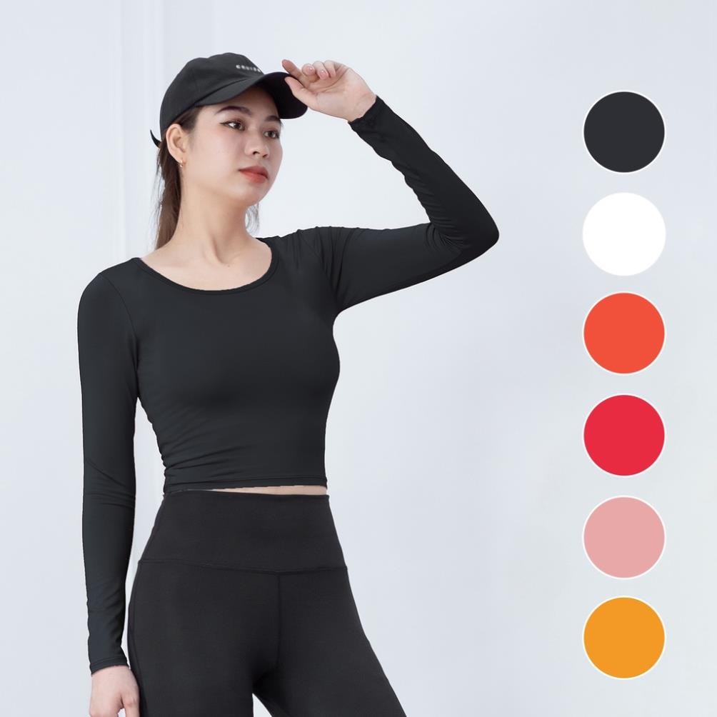 Áo Thể Thao Croptop Dài Tay Thời Trang Hottrend Gladimax, Áo Croptop Dài Tay Hỗ Trợ Tập Gym Yoga