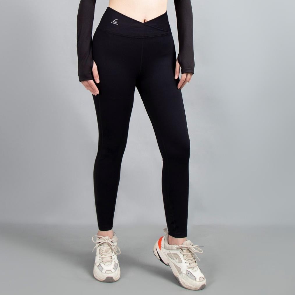 Quần thể thao Gladimax Leggings Genmax G12 đen phối màu hai bên hỗ trợ, nâng cao hiệu quả tập luyện