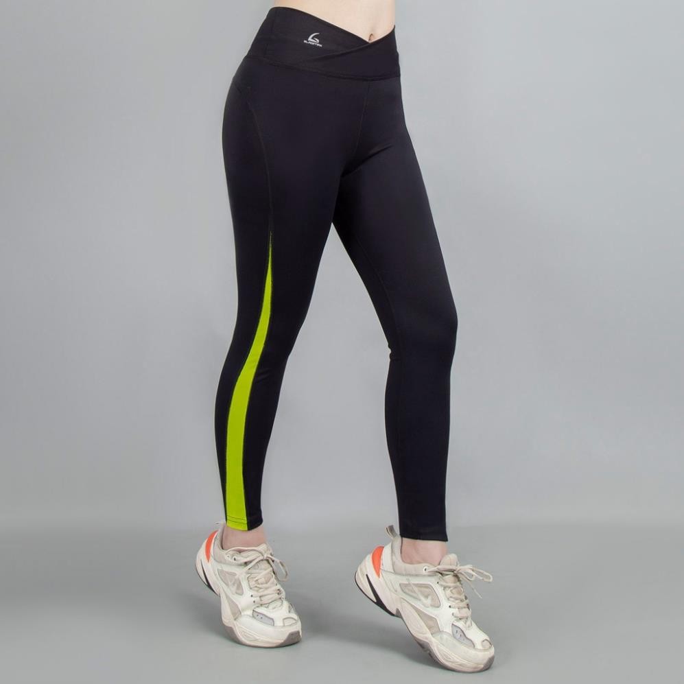 Quần thể thao Gladimax Leggings Genmax G12 đen phối màu hai bên hỗ trợ, nâng cao hiệu quả tập luyện