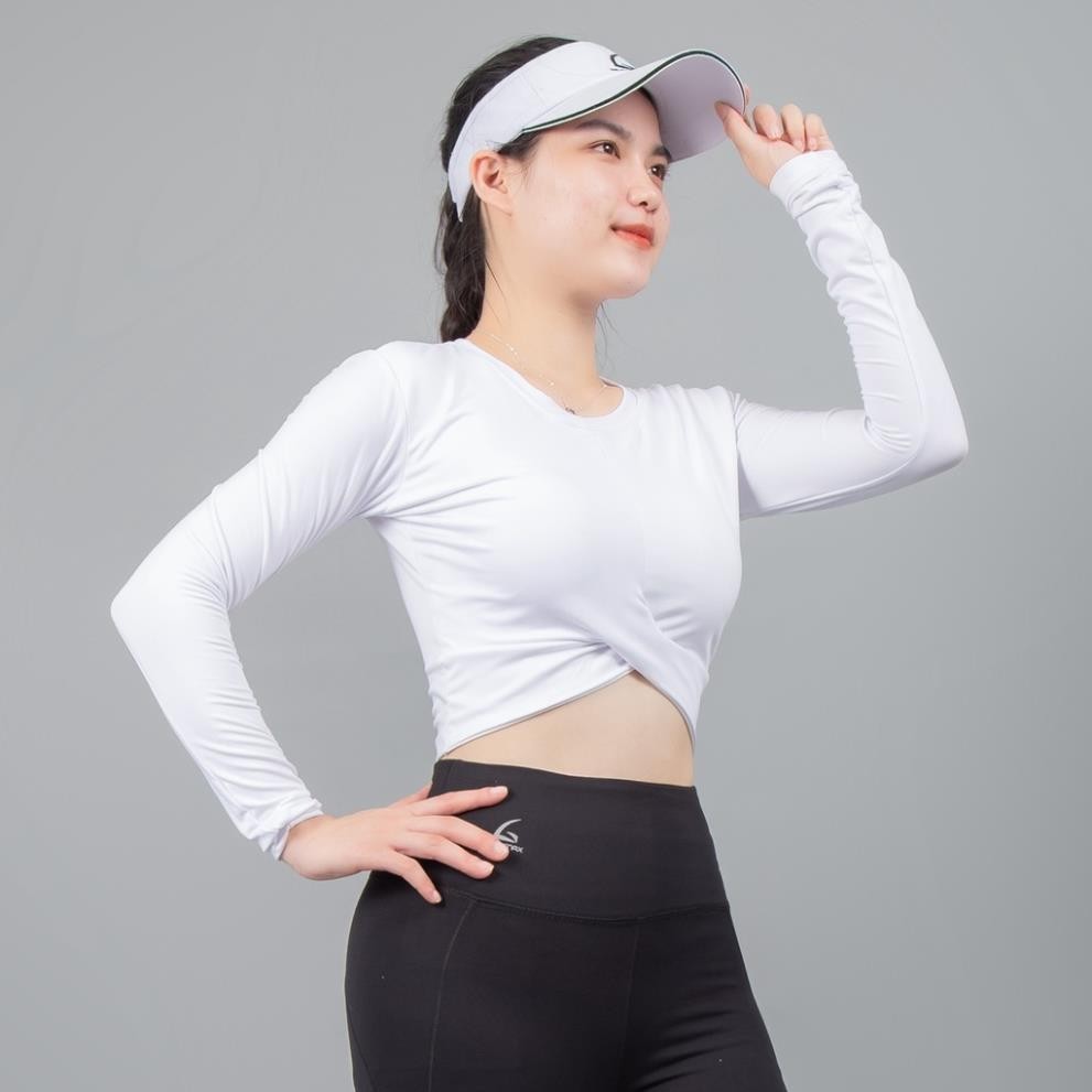 Áo thể thao Gladimax C09 Croptop dài tay, xoắn eo ôm body, co dãn 4 chiều, hút mồ hôi tốt