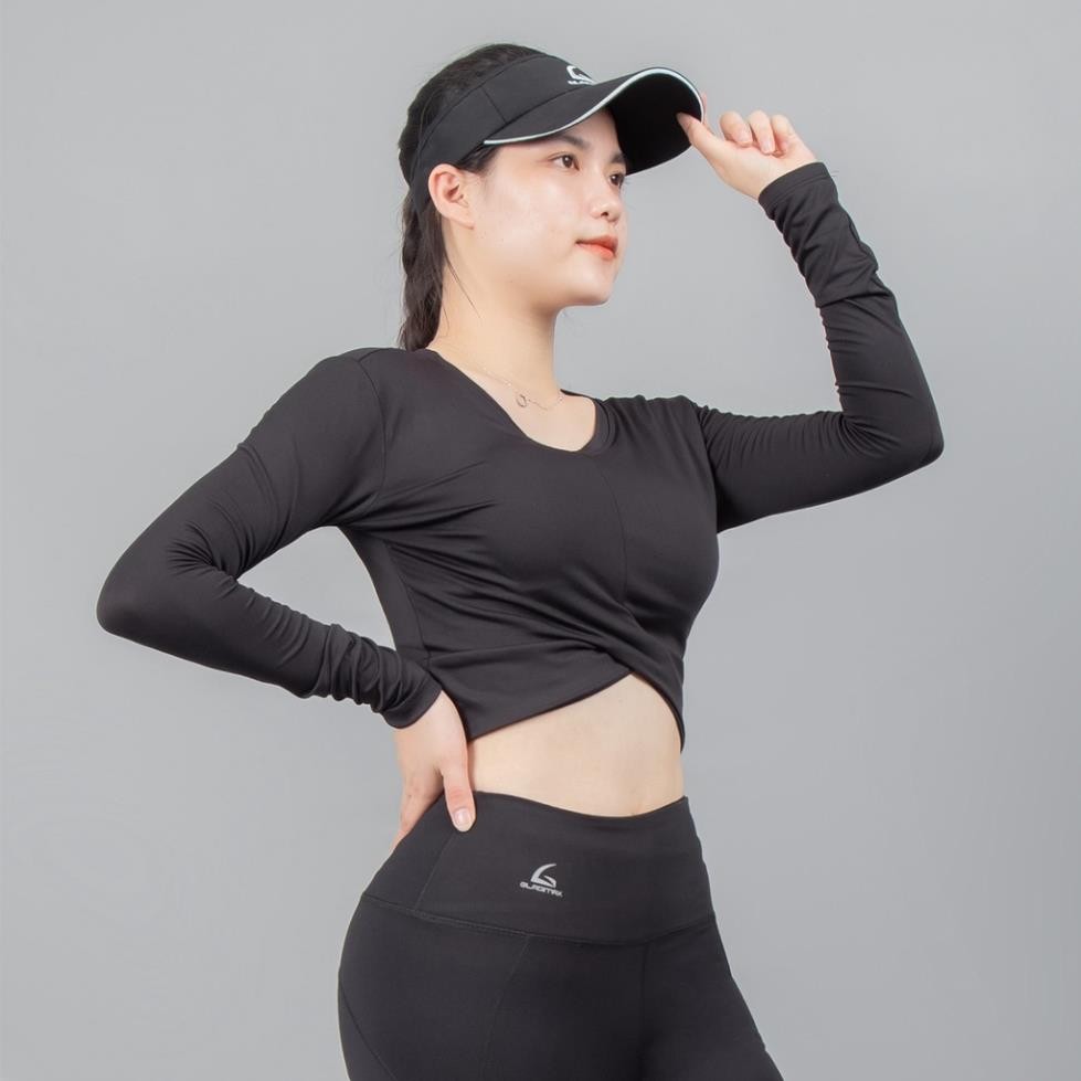 Áo thể thao Gladimax C09 Croptop dài tay, xoắn eo ôm body, co dãn 4 chiều, hút mồ hôi tốt