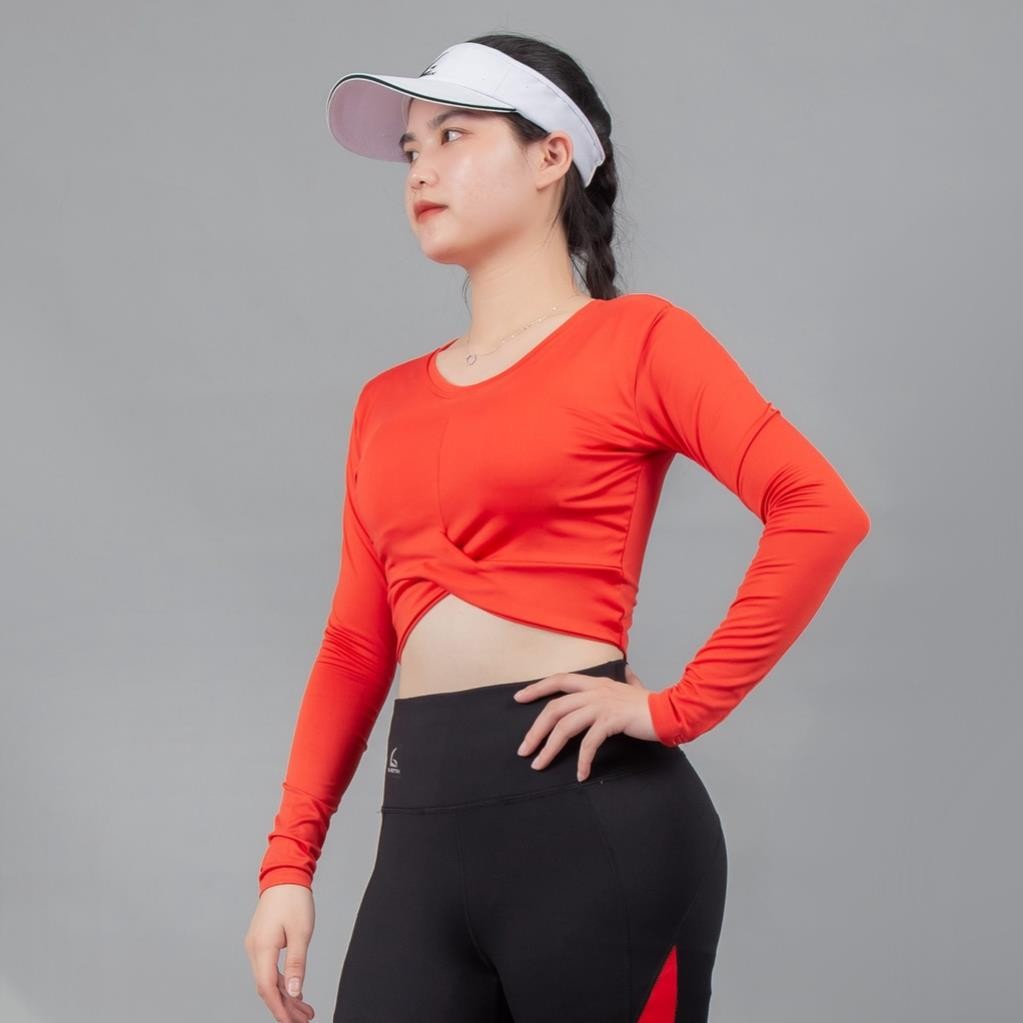 Áo thể thao Gladimax C09 Croptop dài tay, xoắn eo ôm body, co dãn 4 chiều, hút mồ hôi tốt