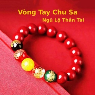 Vòng đá chu sa phong thuỷ ngũ lộ thần tài thu hút may mắn tài lộc bình an vòng phật