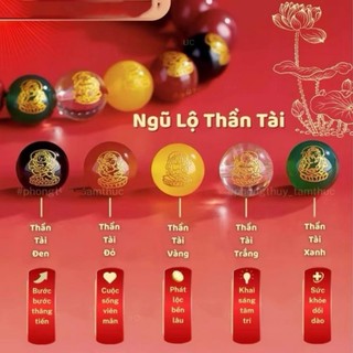Vòng đá chu sa phong thuỷ ngũ lộ thần tài thu hút may mắn tài lộc bình an vòng phật