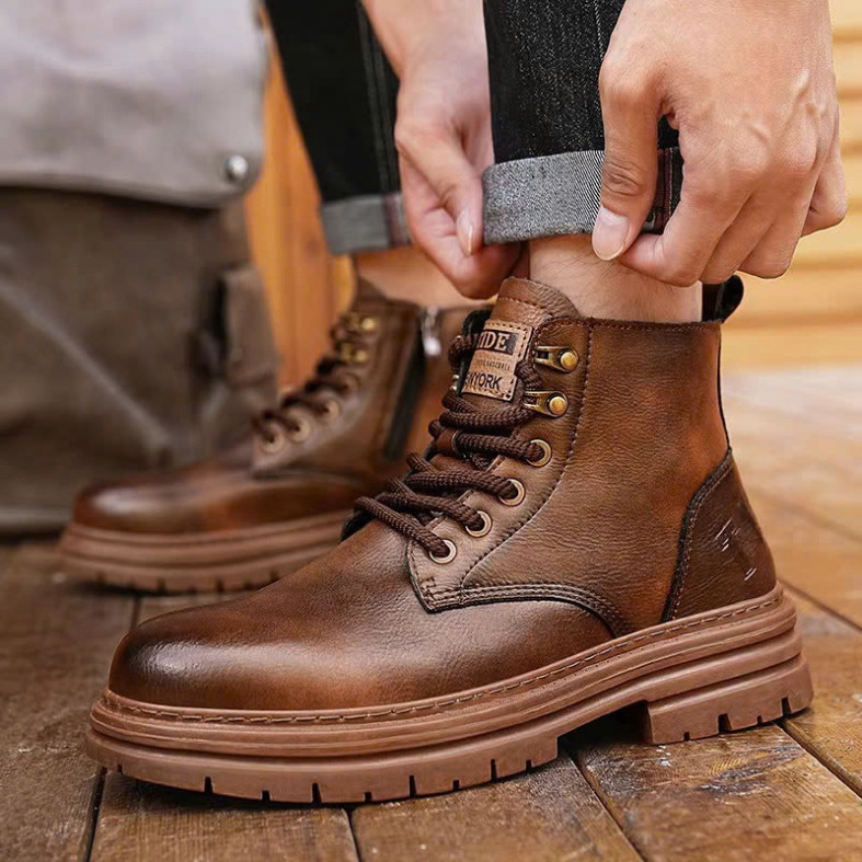 Giày Bốt Nam Cổ Cao Sang Trọng, Đẳng Cấp, Chống Trơn Trượt Đảm Bảo An Toàn Khi Di Chuyển